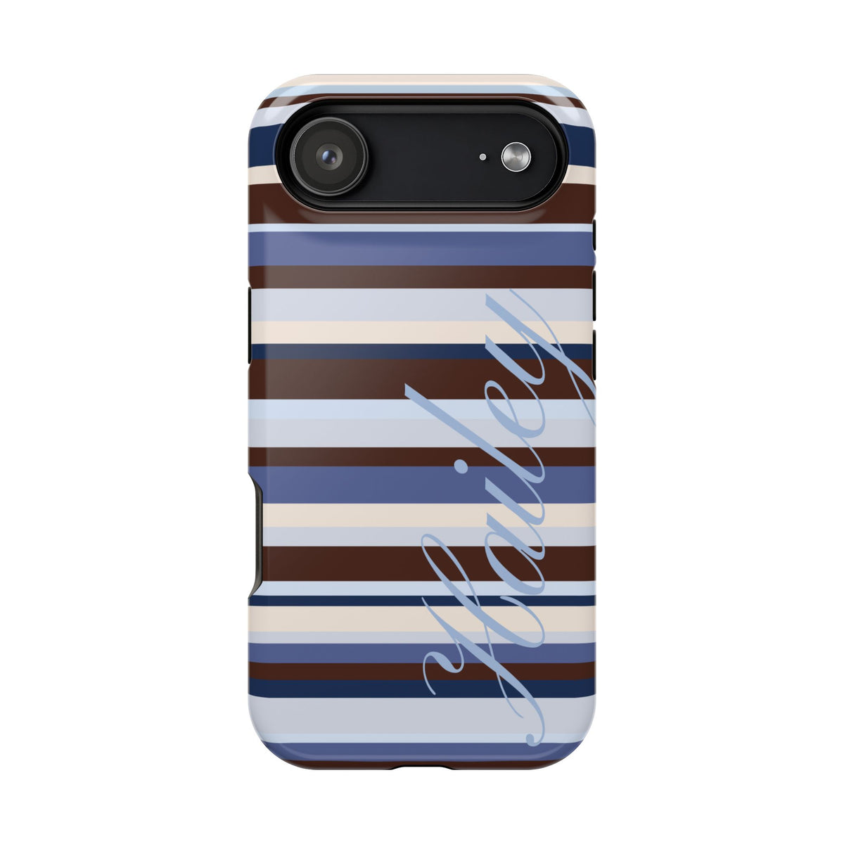 Custom Blueberry Mocha Stripes iPhone Case