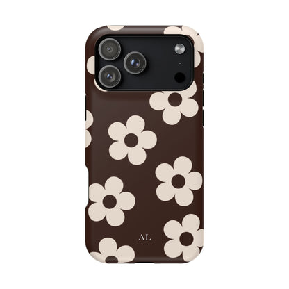 Custom Initials Cocoa Flowers iPhone Case