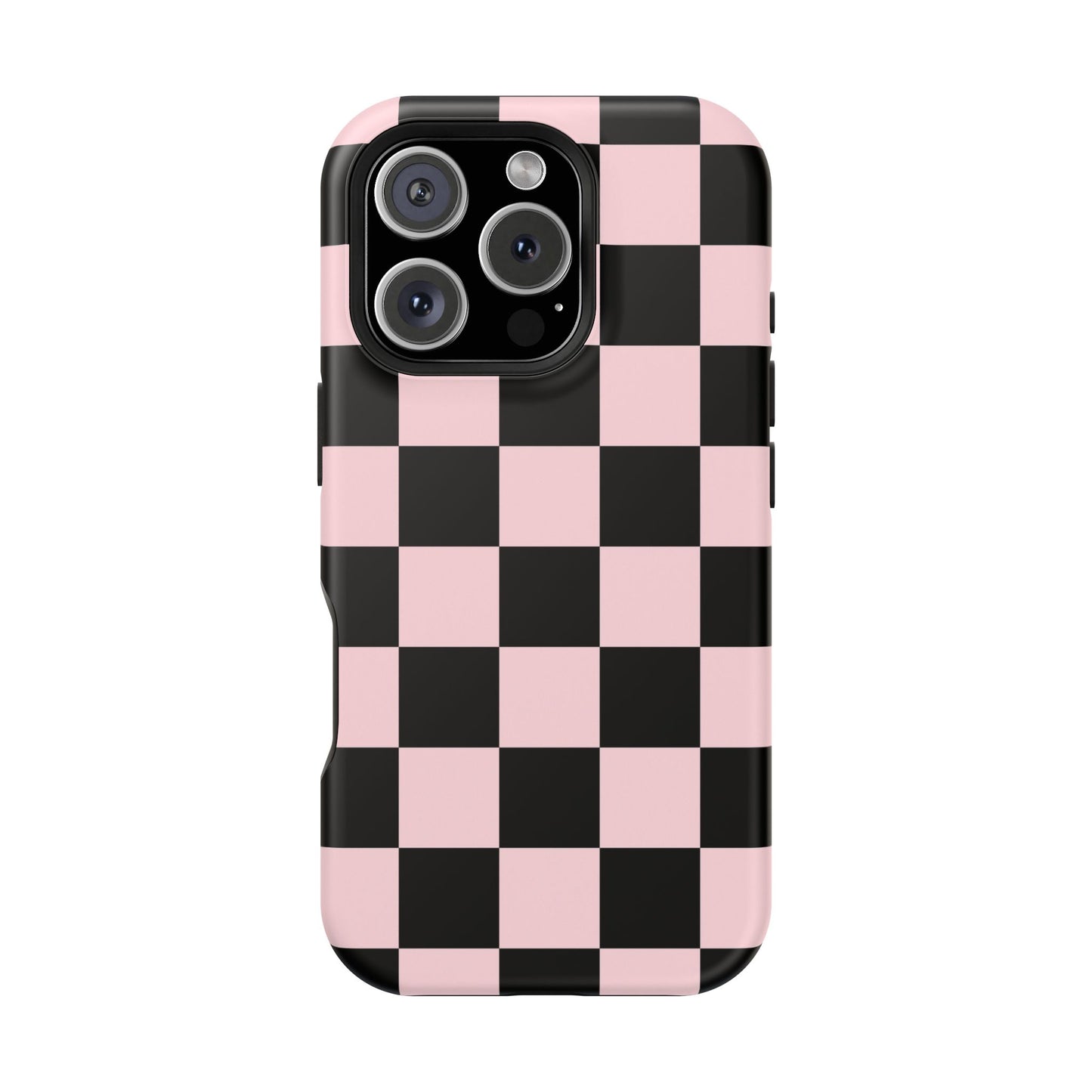 Pink & Black Checkered iPhone Case