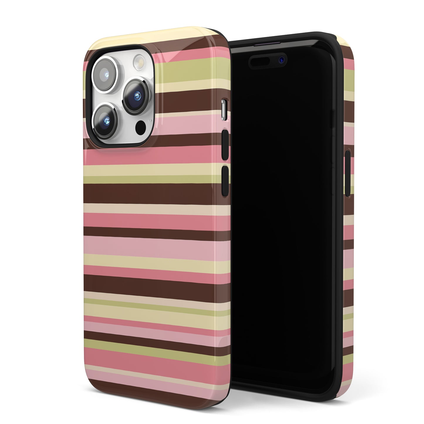 Strawberry Matcha Stripes iPhone Case