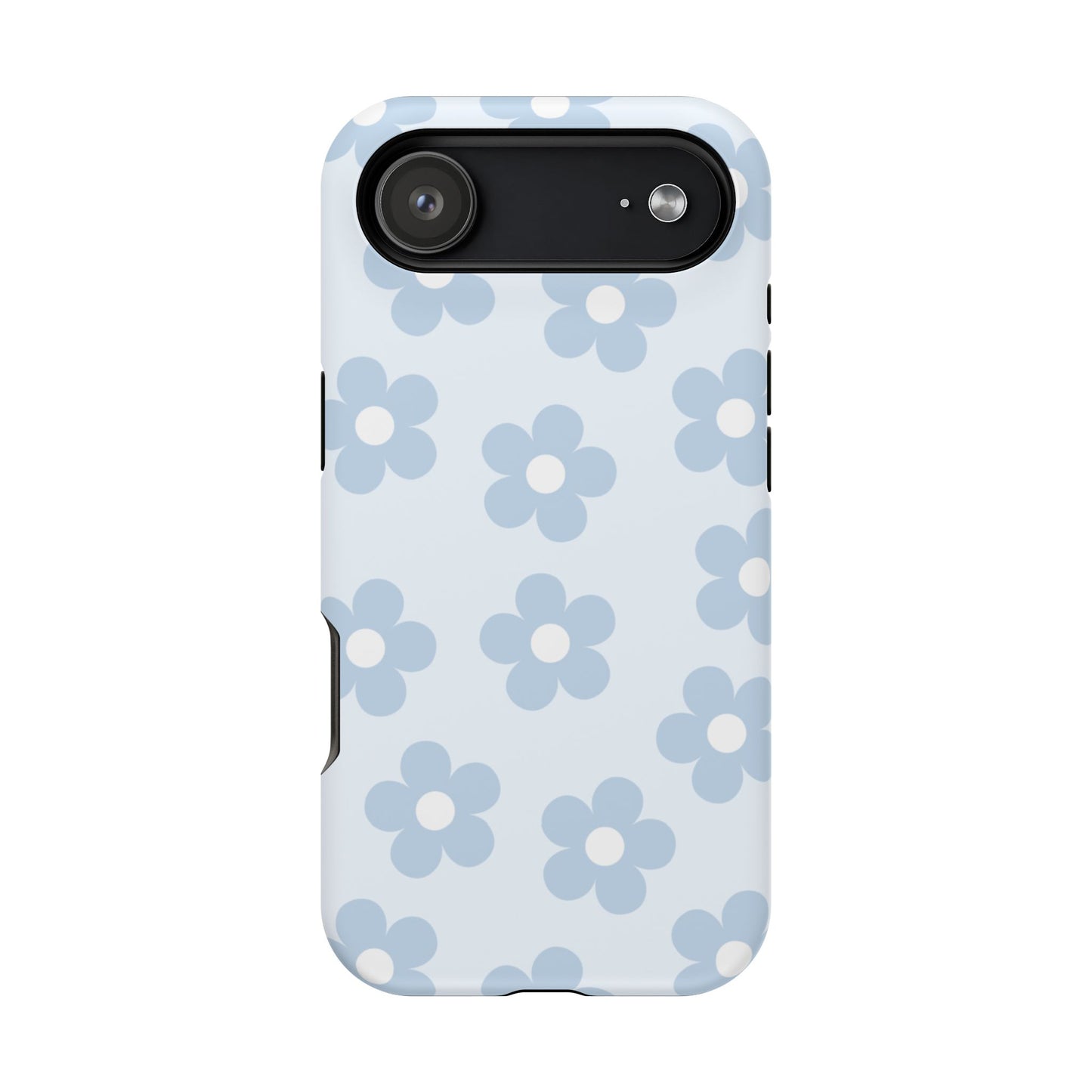 Light Blue Retro Flowers iPhone Case