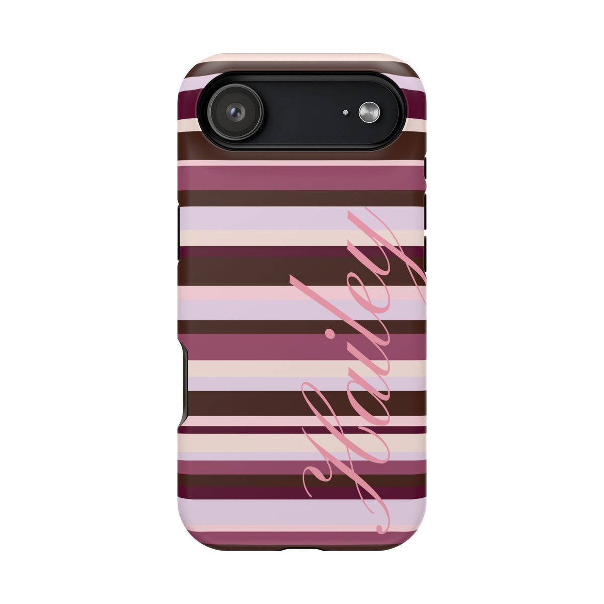 Custom Berry Mocha Stripes iPhone Case