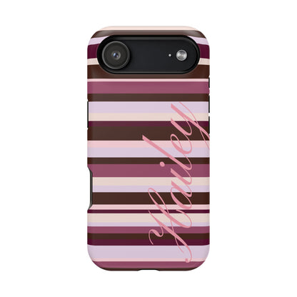 Custom Berry Mocha Stripes iPhone Case