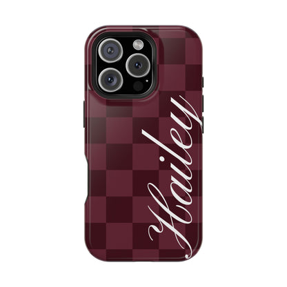 Custom Burgundy Checkered iPhone Case