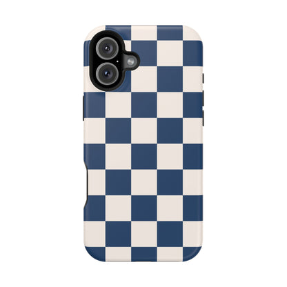 Navy & Beige Checkered iPhone Case