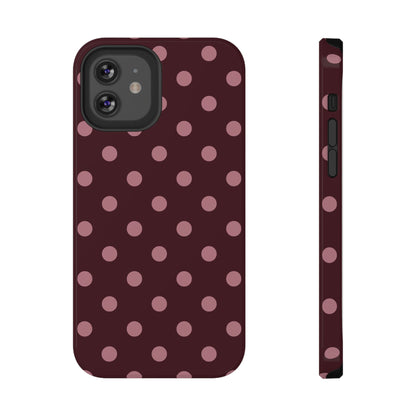 Burgundy & Pink Polka Dots iPhone Case