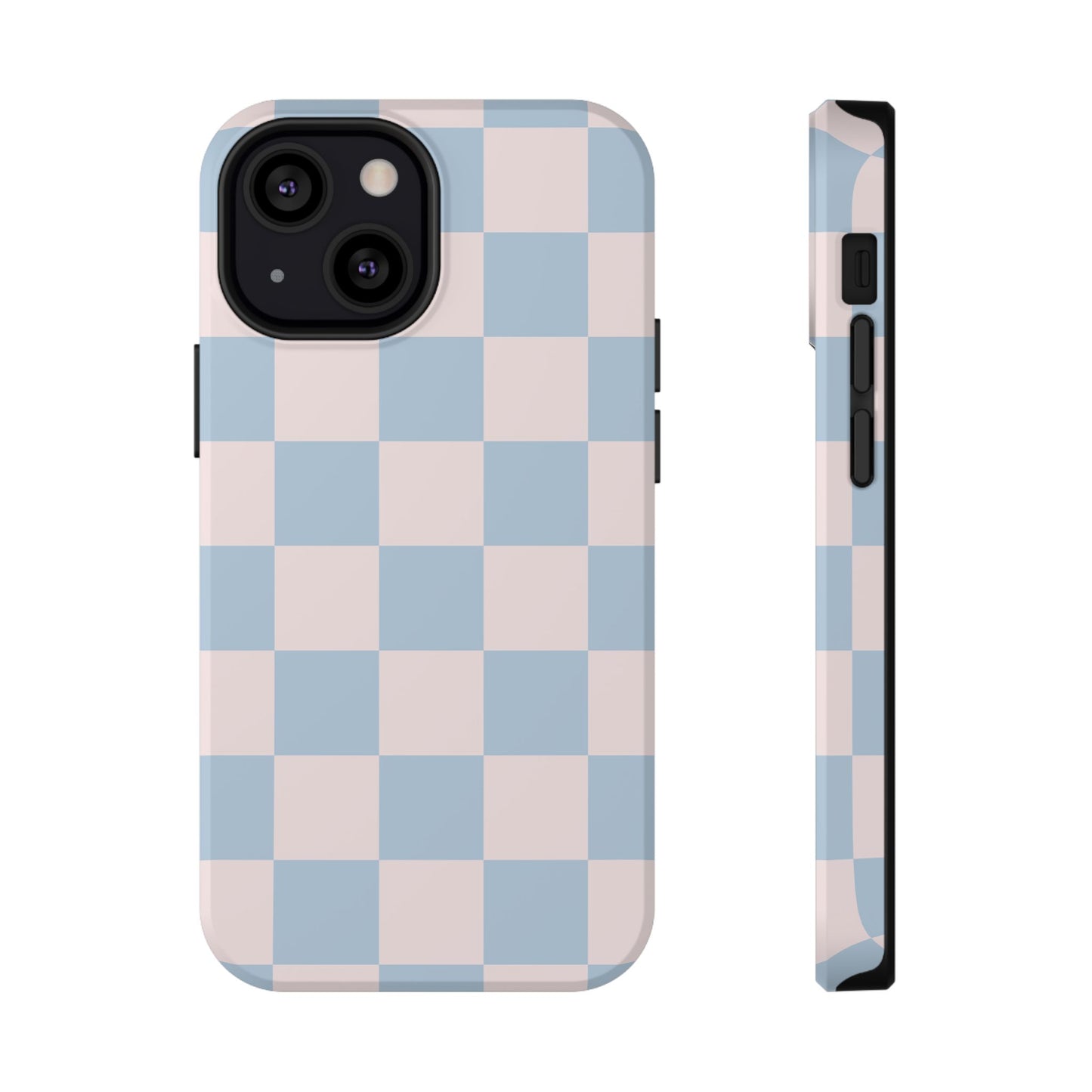 Light Pink & Blue Checkered iPhone Case
