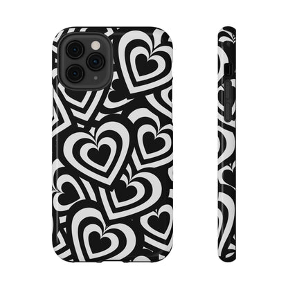 Black & White Hearts iPhone Case