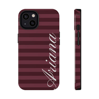 Custom Burgundy Classic Striped iPhone Case