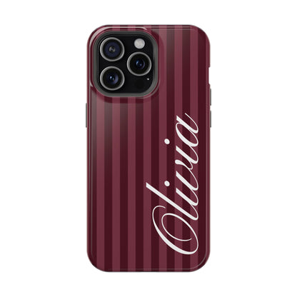 Custom Burgundy Stripes iPhone Case