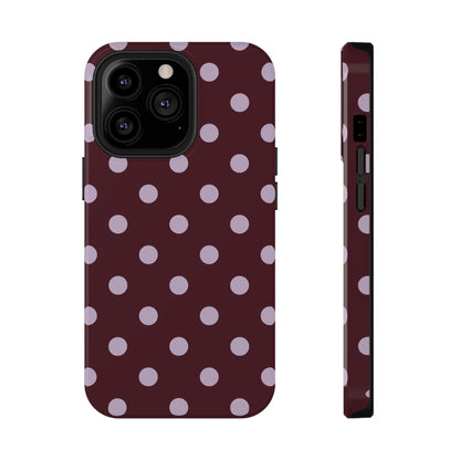 Burgundy & Violet Polka Dots iPhone Case