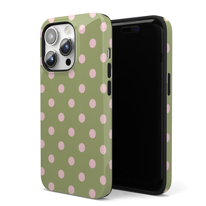 Pink Matcha Polka Dots iPhone Case