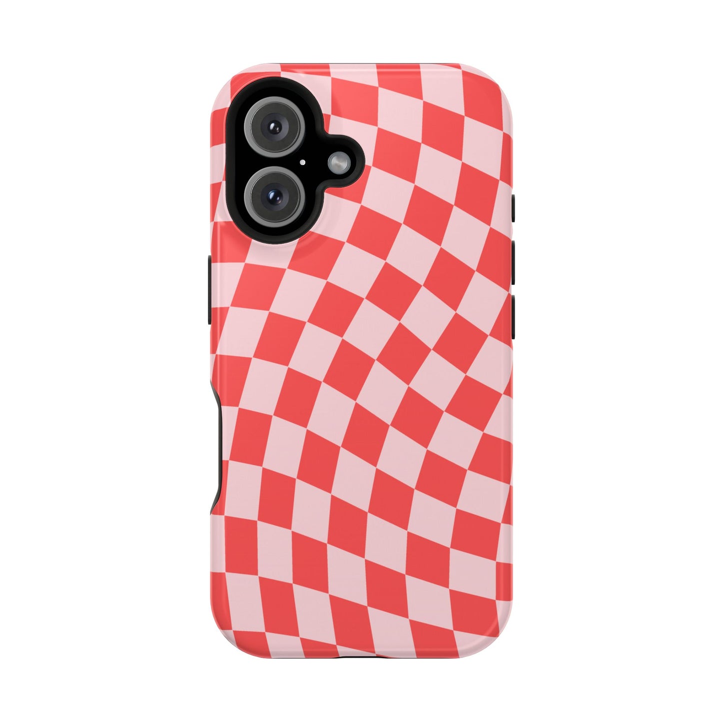 Red & Pink Wavy Checkered iPhone Case