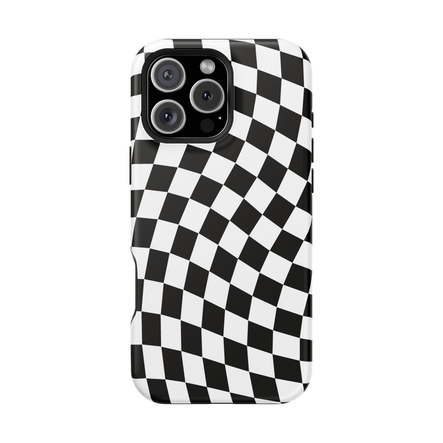 Black Wavy Checkered iPhone Case