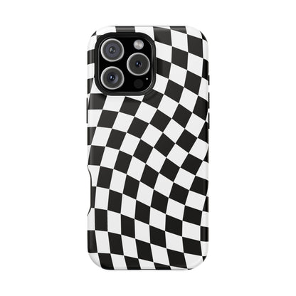 Black Wavy Checkered iPhone Case