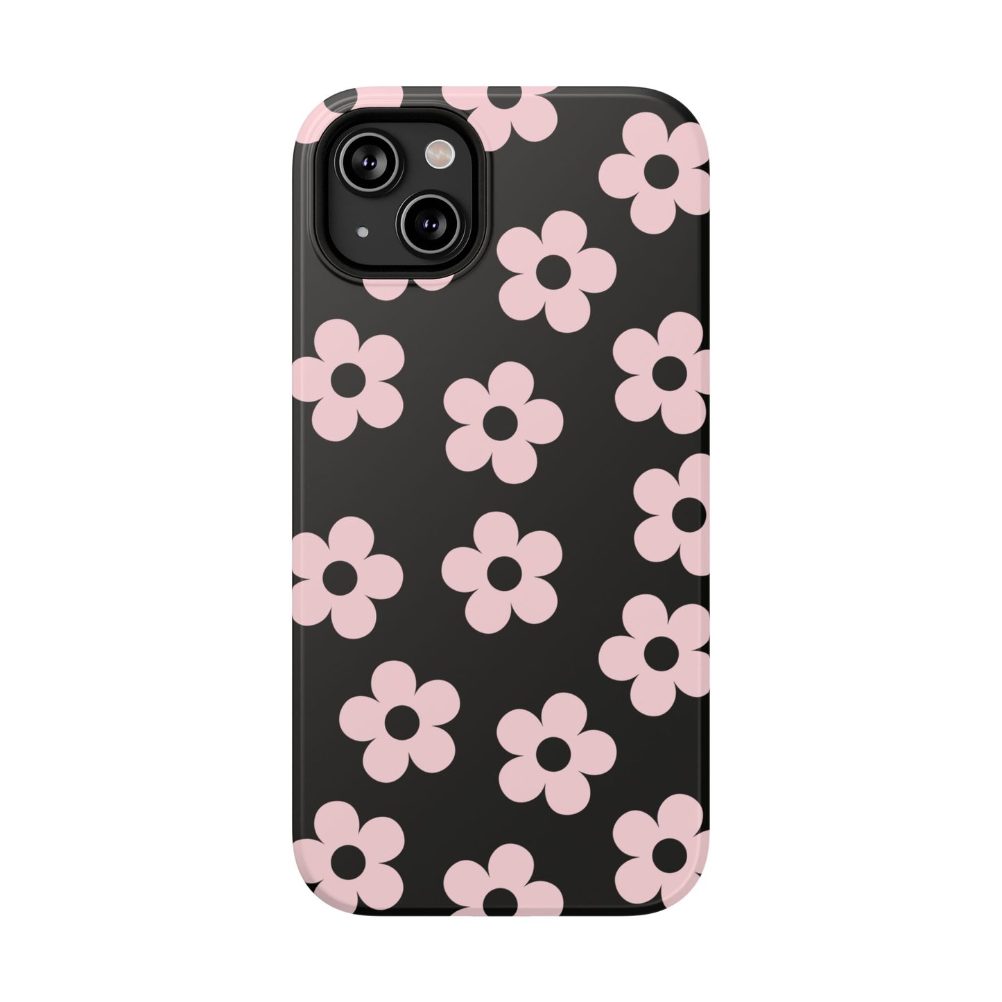 Black & Pink Retro Flowers iPhone Case