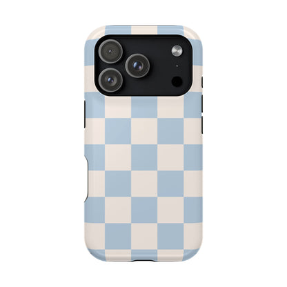 Light Blue & Beige Checkered iPhone Case