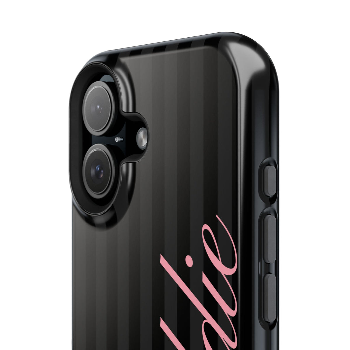 Custom Pink Black Stripes iPhone Case