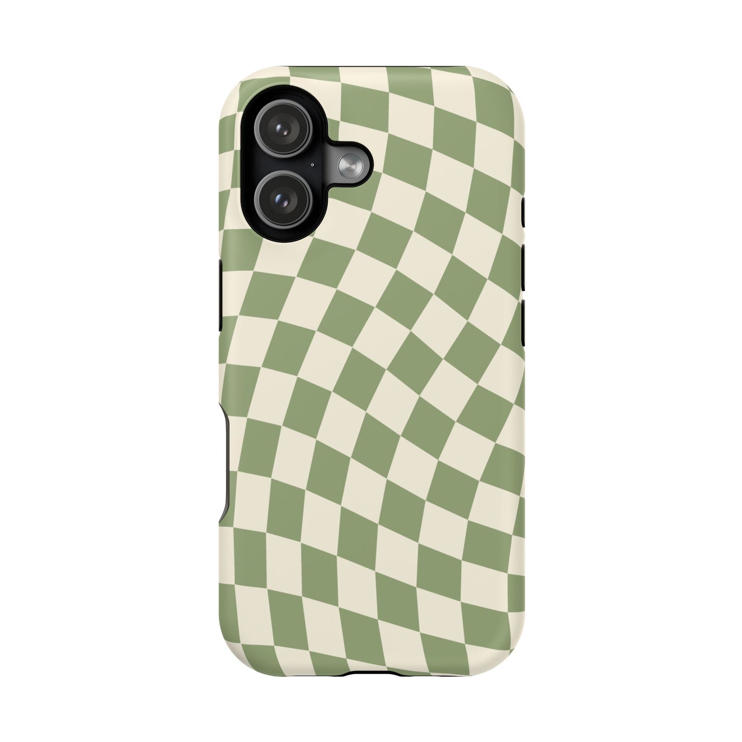 Green & Beige Wavy Checkered iPhone Case