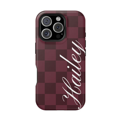 Custom Burgundy Checkered iPhone Case