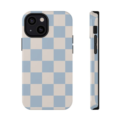 Light Blue & Beige Checkered iPhone Case
