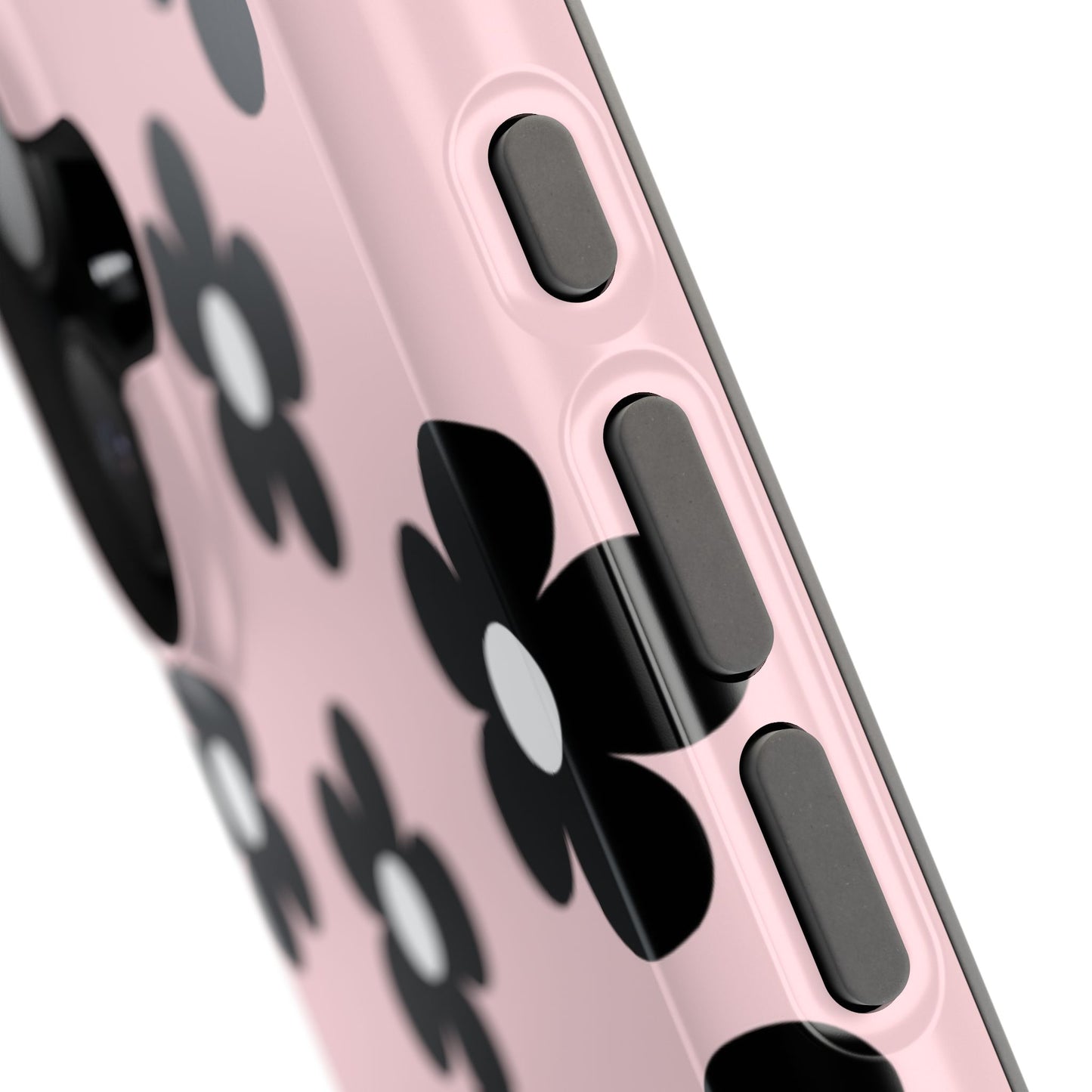 Pink & Black Retro Flowers iPhone Case