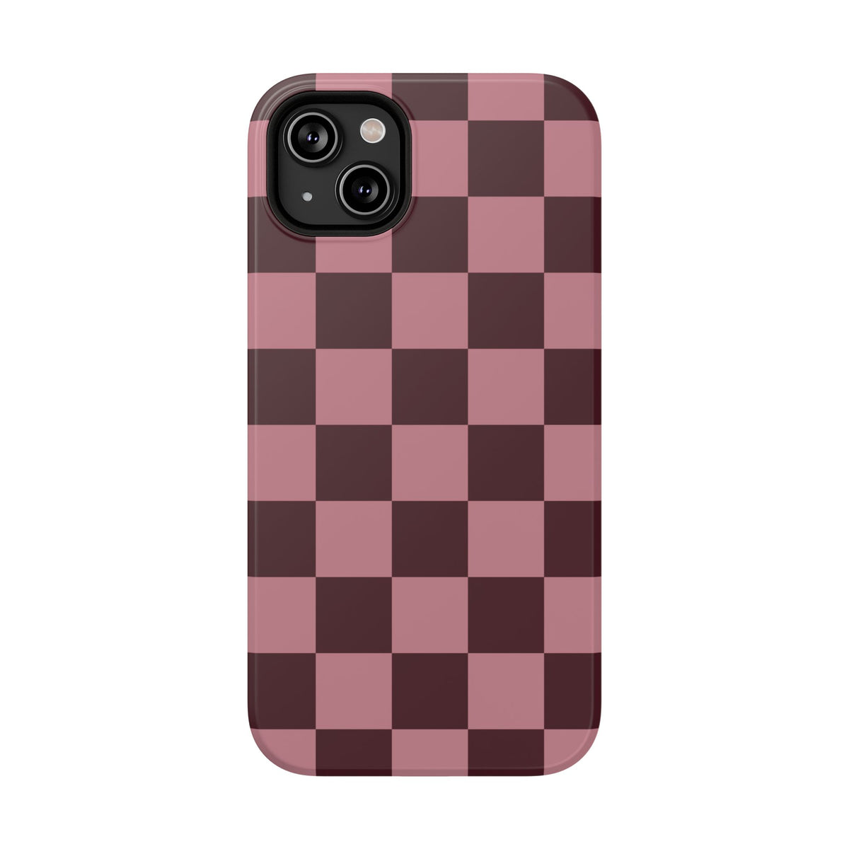 Burgundy & Pink Checkered iPhone Case
