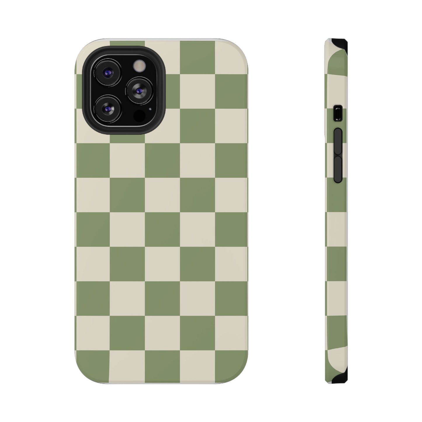 Green & Beige Checkered iPhone Case