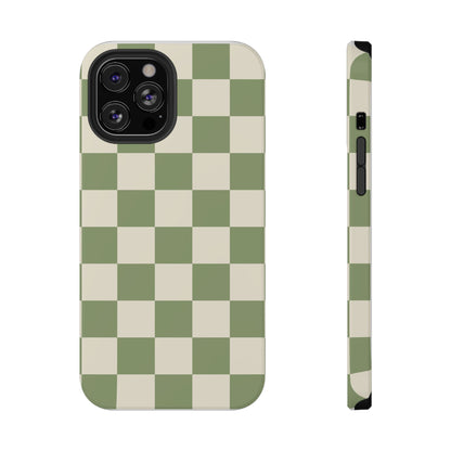 Green & Beige Checkered iPhone Case