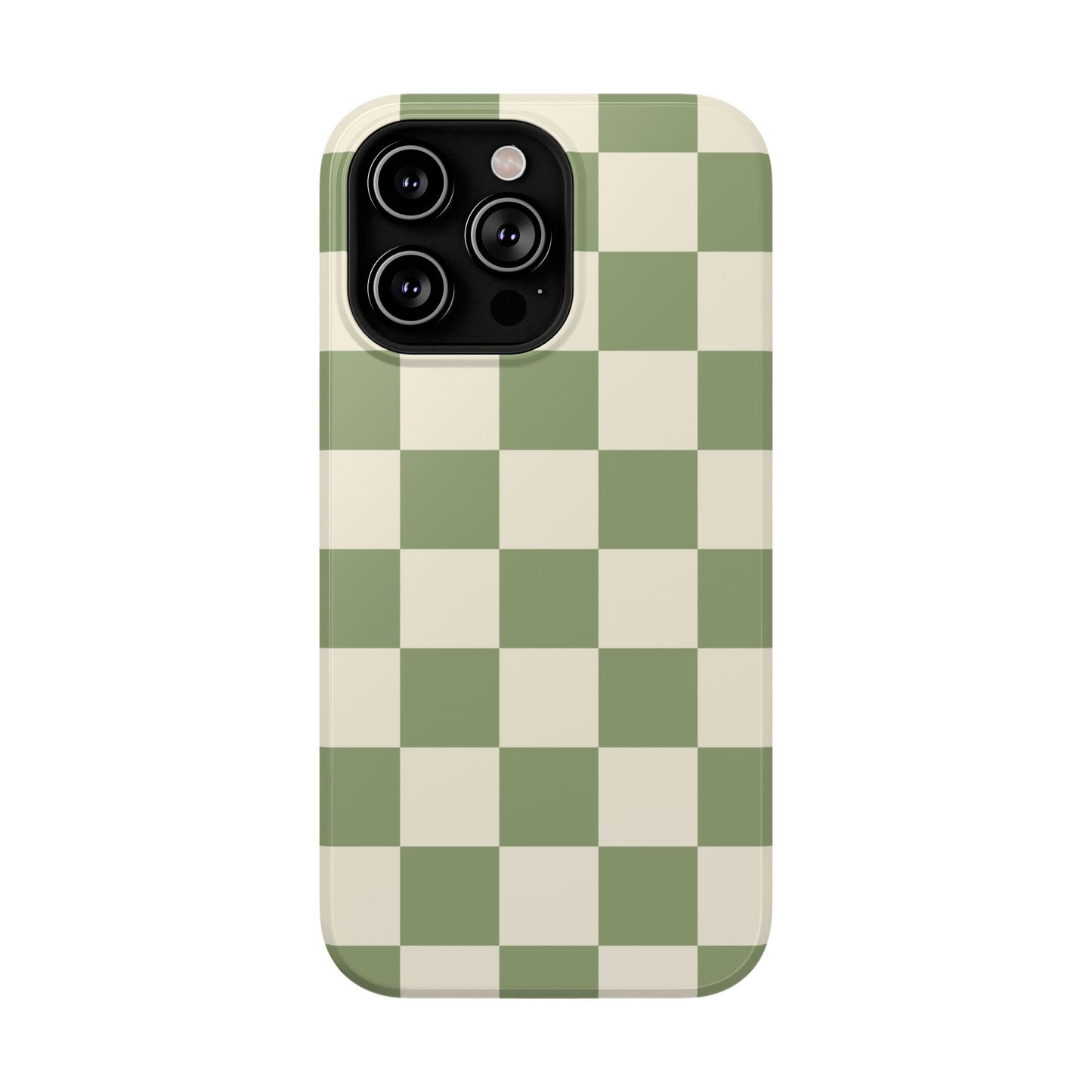 Green & Beige Checkered iPhone Case