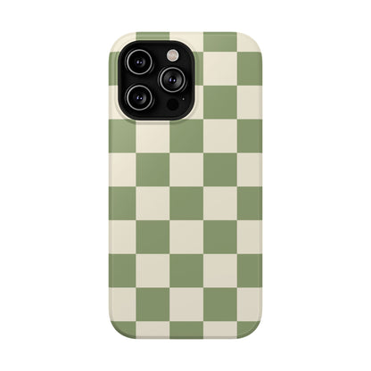 Green & Beige Checkered iPhone Case