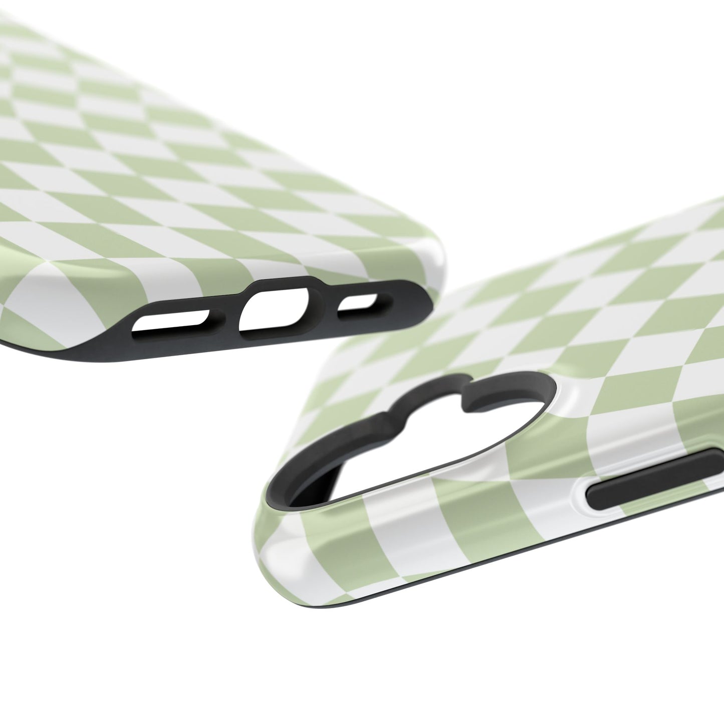 Light Green Wavy Checkered iPhone Case