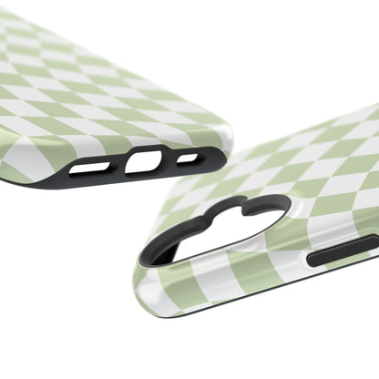 Light Green Wavy Checkered iPhone Case