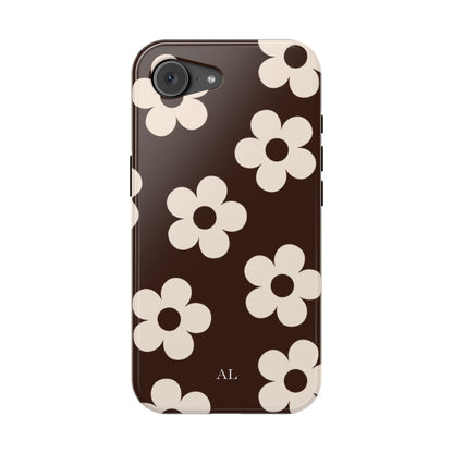 Custom Initials Cocoa Flowers iPhone Case