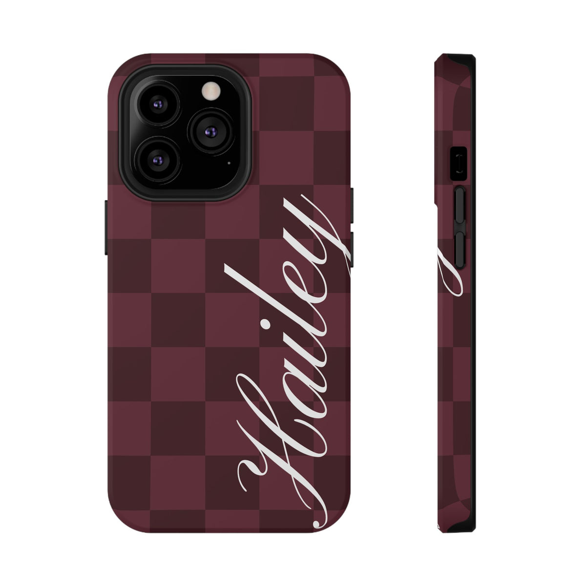 Custom Burgundy Checkered iPhone Case