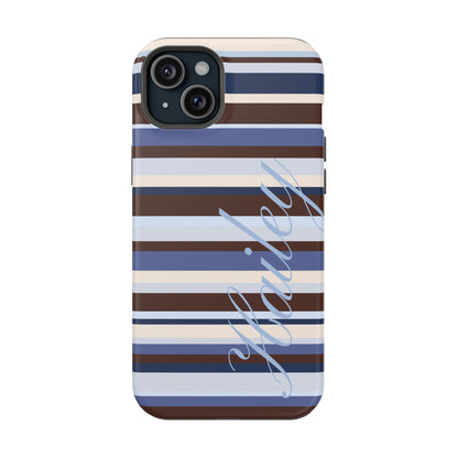 Custom Blueberry Mocha Stripes iPhone Case