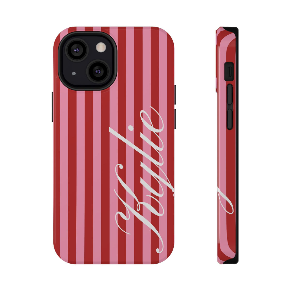Personalized Cherry Blush Stripes iPhone Case