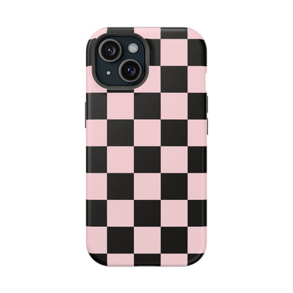 Pink & Black Checkered iPhone Case