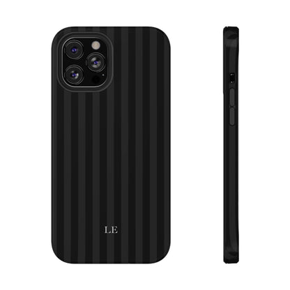 Custom Initials Black Stripes iPhone Case