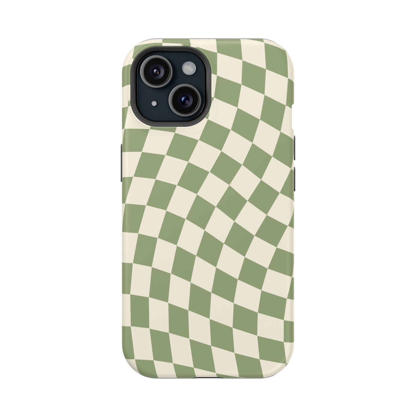 Green & Beige Wavy Checkered iPhone Case