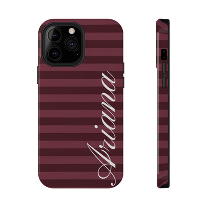 Custom Burgundy Classic Striped iPhone Case