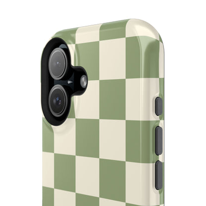 Green & Beige Checkered iPhone Case