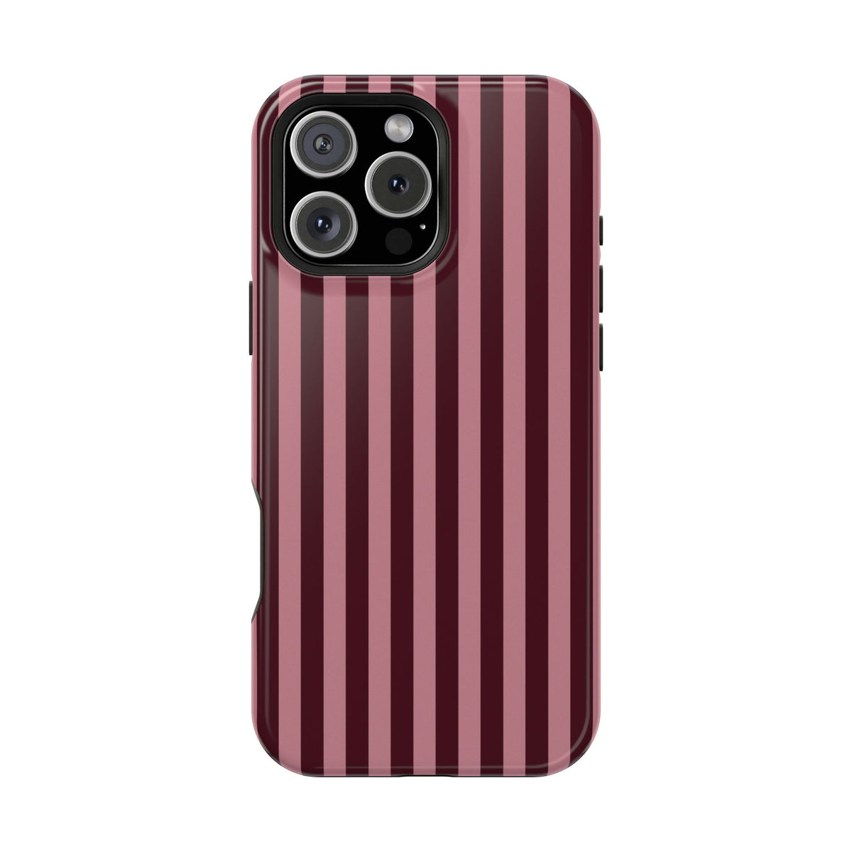 Burgundy & Pink Stripes iPhone Case