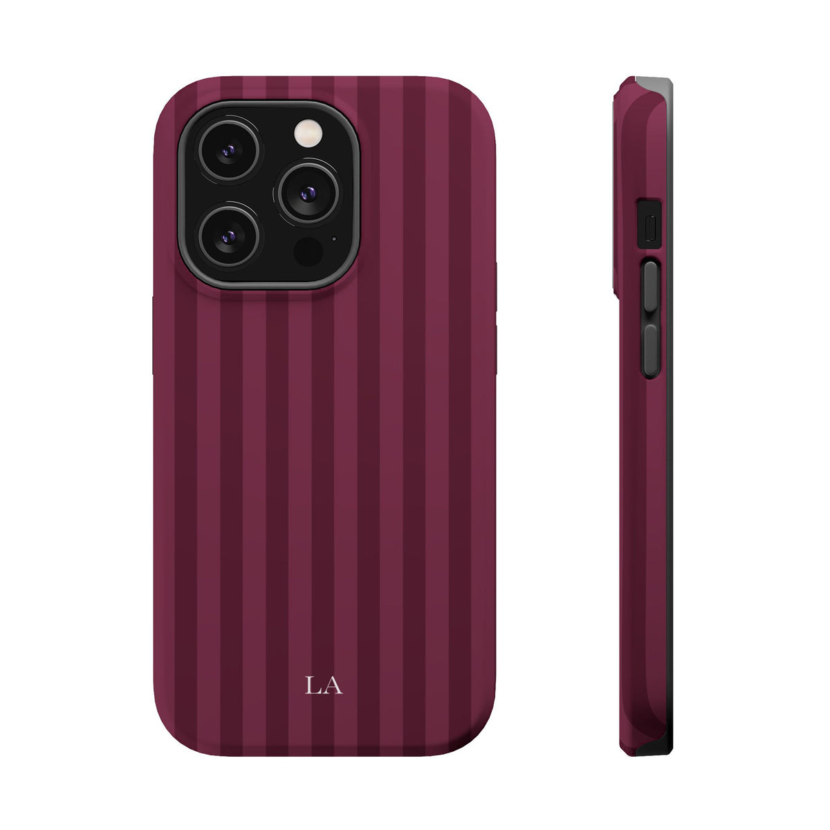 Custom Initials Plum Stripes iPhone Case