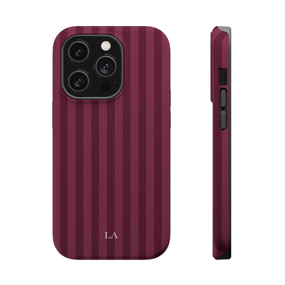 Custom Initials Plum Stripes iPhone Case