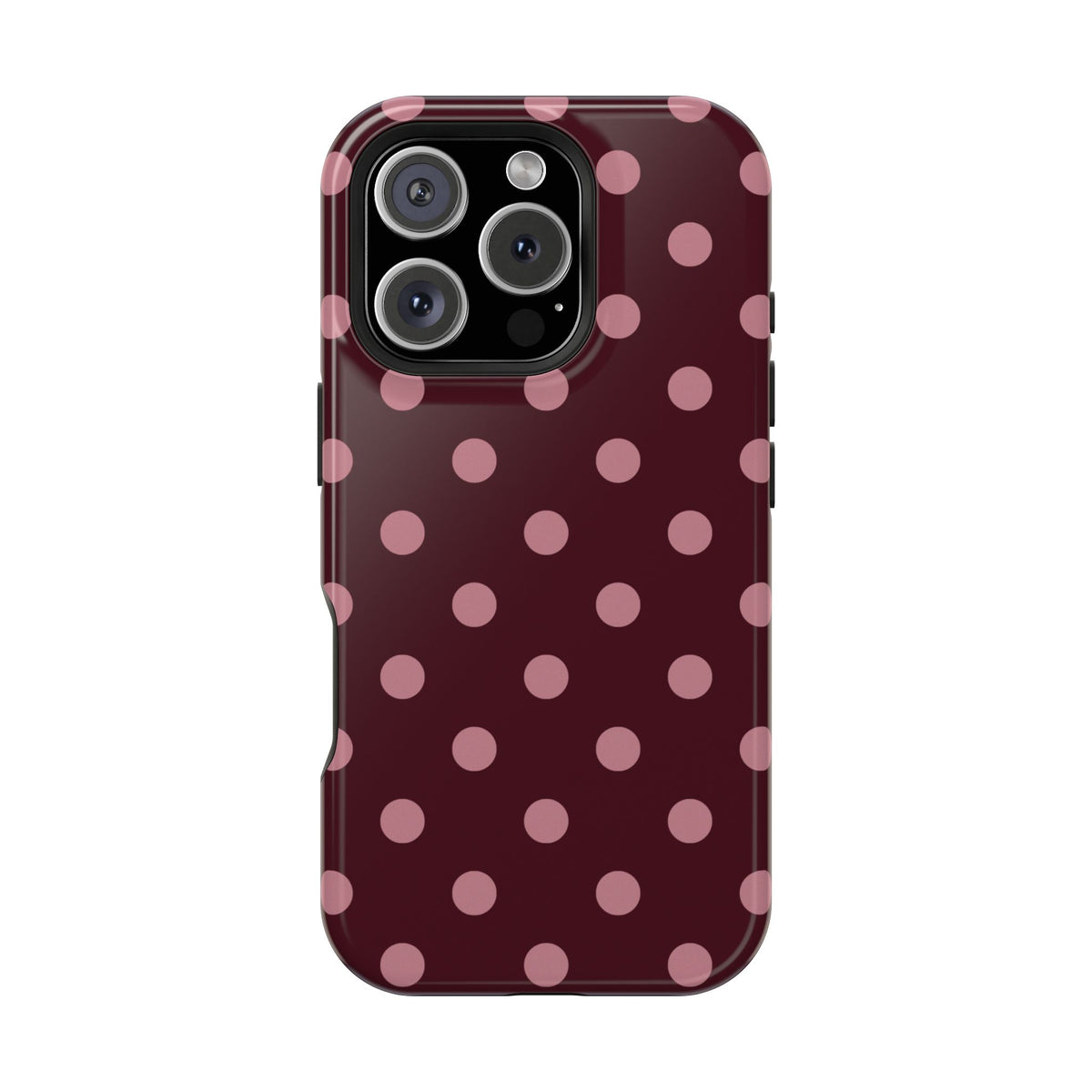 Burgundy & Pink Polka Dots iPhone Case