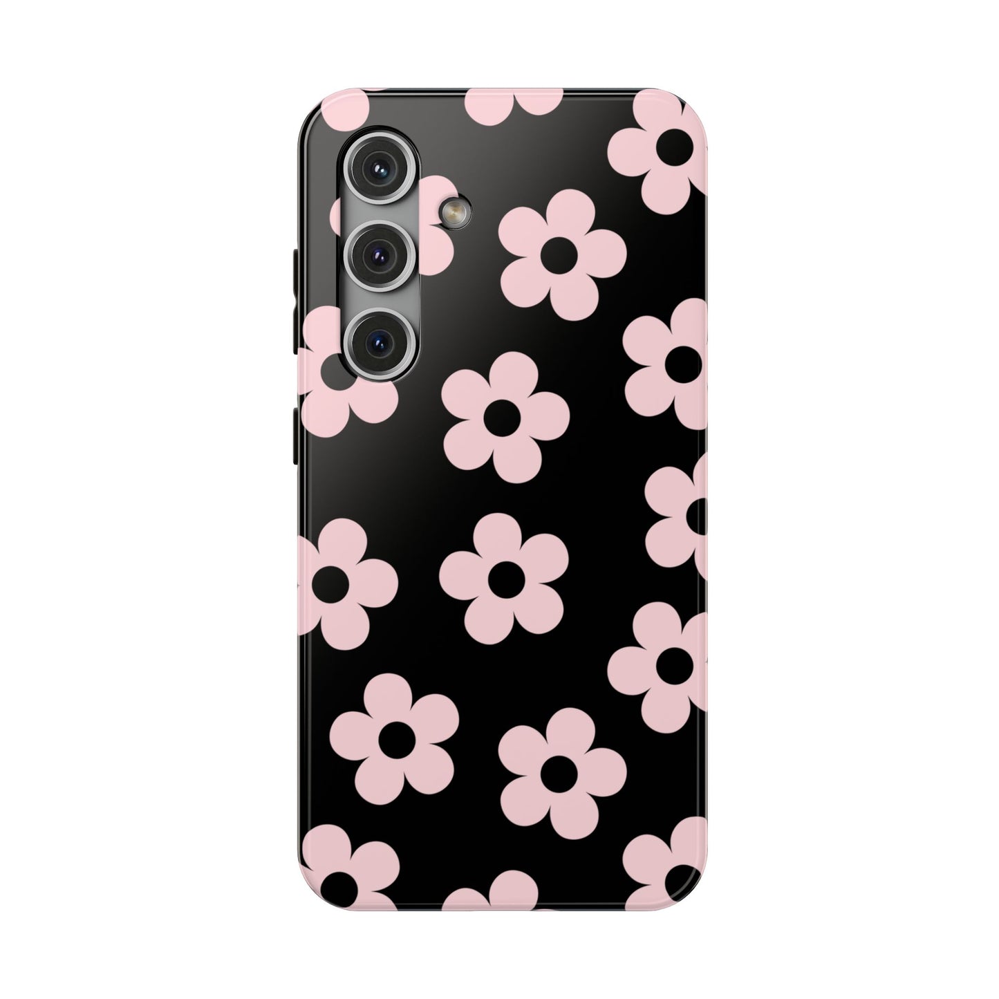 Black & Pink Retro Flowers Samsung Case