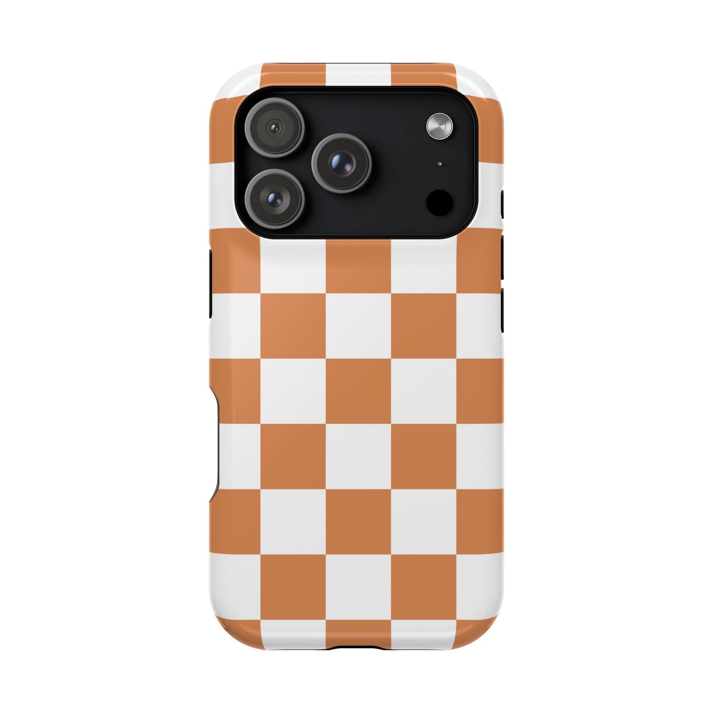 Dark Orange & White Checkered iPhone Case
