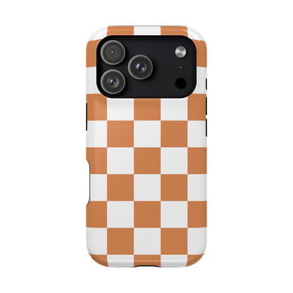 Dark Orange & White Checkered iPhone Case