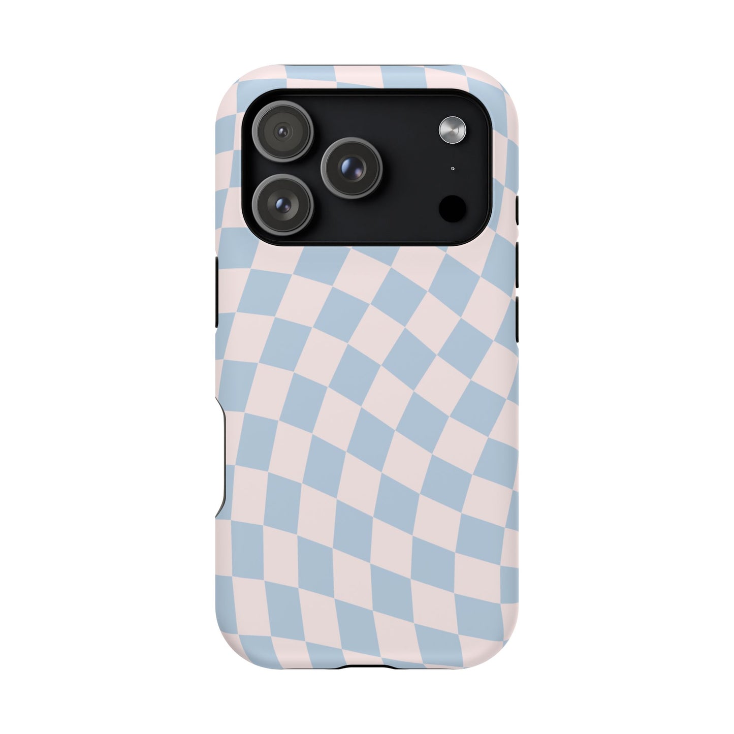 Pink & Blue Wavy Checkered iPhone Case